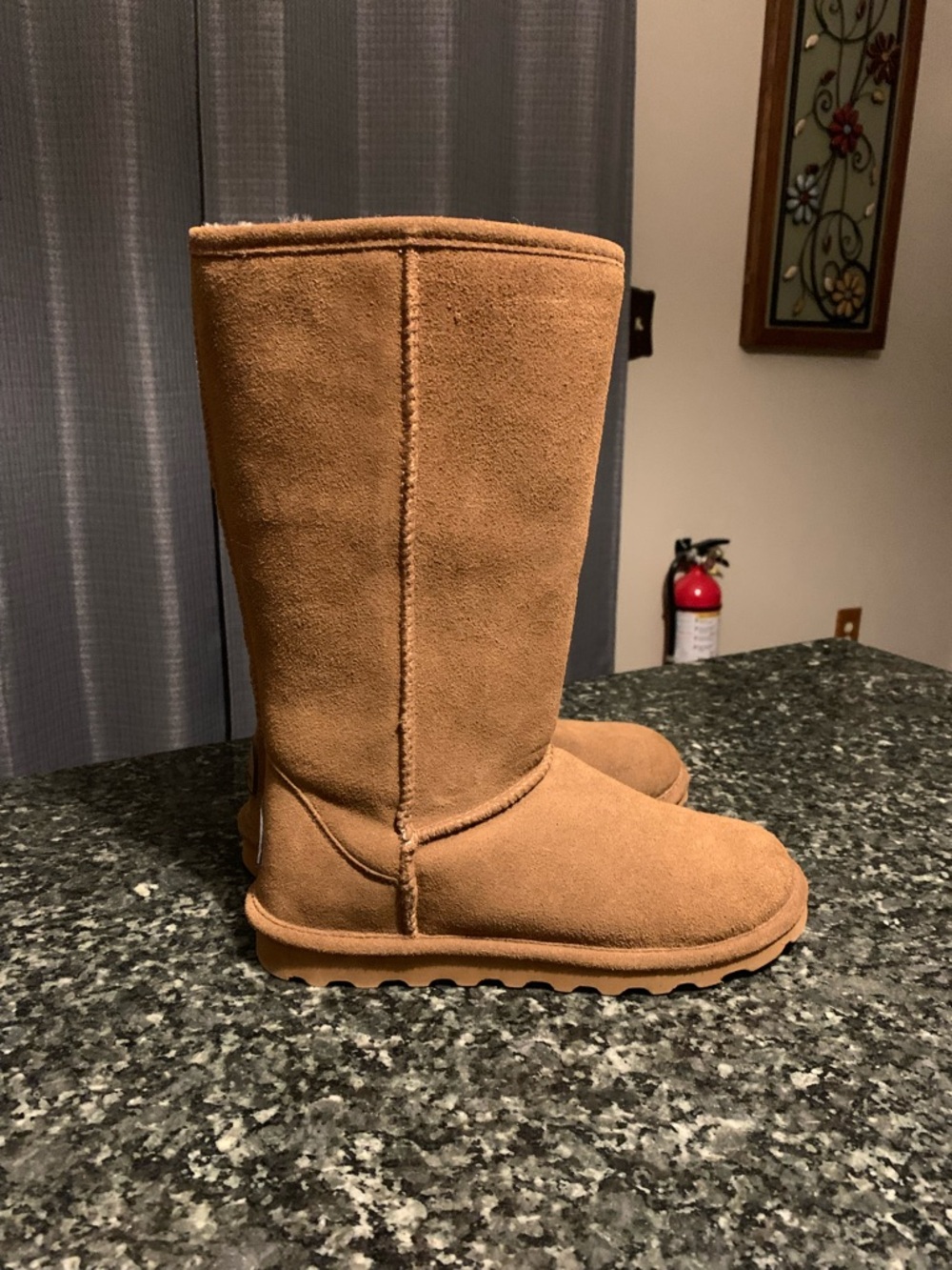 BearPaw Tall Suede Boots in Chestnut Brown